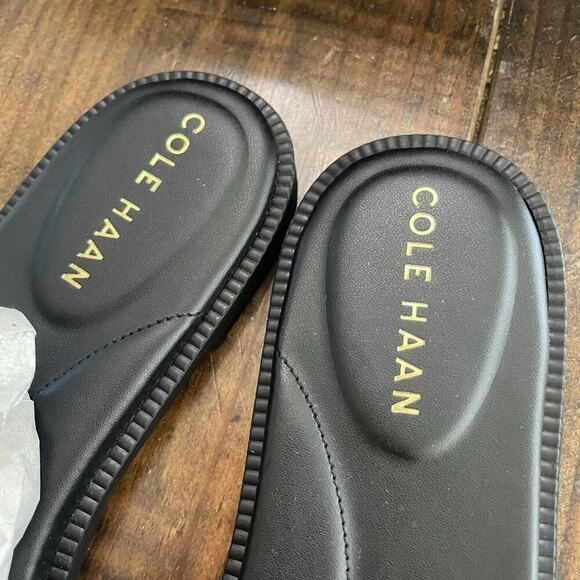 Cole Haan Charlotte Slide Sandal Size 8 New In Box Black Gold Casual Coastal - Picture 4 of 5